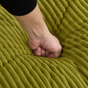 English Elm Big Corduroy Lounger Bean Bag with Ottoman Memory Foam Fill for Living Room Olive W395P435351