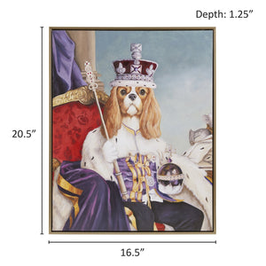 JLA Home Madison Park - Bohemian Framed Canvas Art — Whimsical Cat Portrait by Carol Lew with Embossed Gold Frame, 16.5x20.5" King Charles Spaniel III ID95C-0047