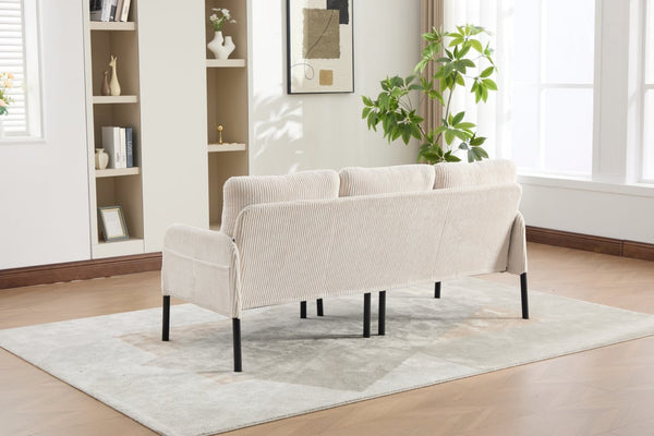 English Elm United We Win Corduroy Loveseat Plush Ergonomic Sofa with Spring Support Metal Legs Beige W1568P410043