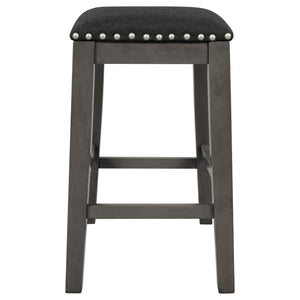 English Elm TOPMAX Counter Height Rustic Farmhouse 5-Piece Dining Set for 4 with Stacked Storage Shelves, Beige Upholstery Gray SP001134AAE