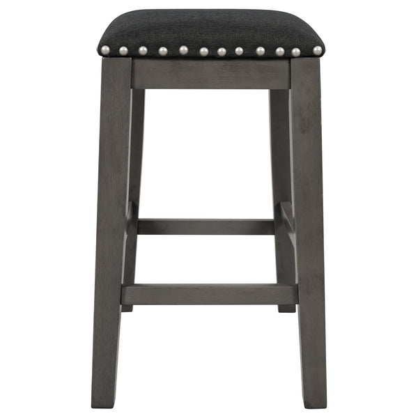 English Elm TOPMAX Counter Height Rustic Farmhouse 5-Piece Dining Set for 4 with Stacked Storage Shelves, Beige Upholstery Gray SP001134AAE