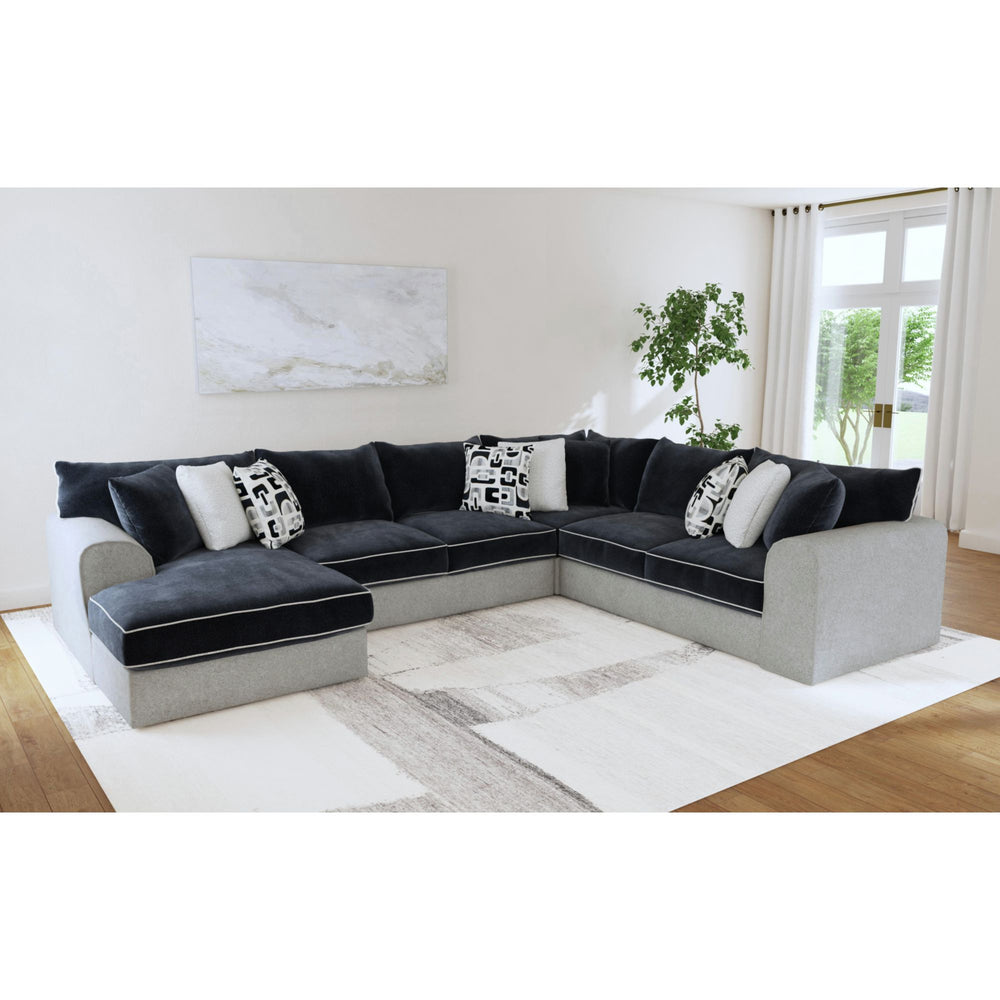 English Elm Klein 3PC Sectional Set - Bentley Ash/Zaftig Ebony Two-Tone Modern L-Shaped Sofa with Pillows B2740S00009