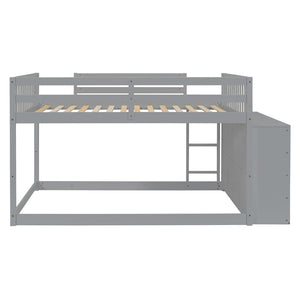 English Elm Full Over Bunk Bed with Four Drawers Three Shelves Pine and Mdf Kids Frame Gray LT000267AAE-1