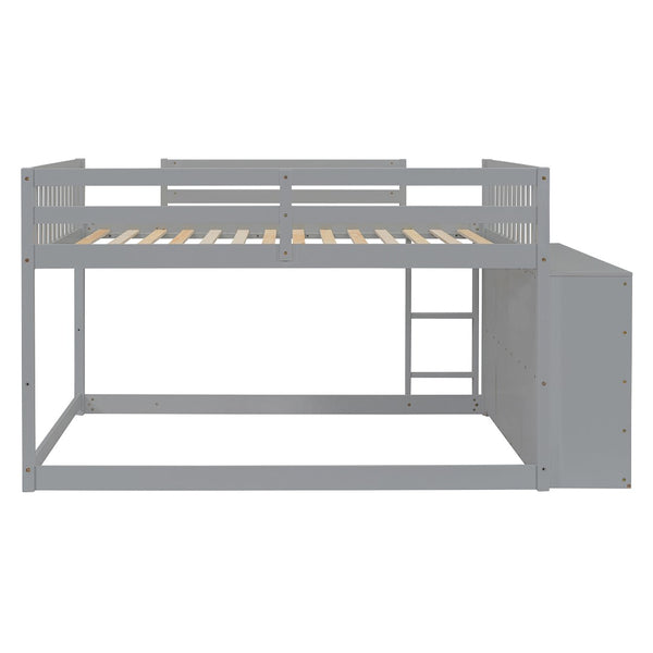 English Elm Full Over Bunk Bed with Four Drawers Three Shelves Pine and Mdf Kids Frame Gray LT000267AAE-1
