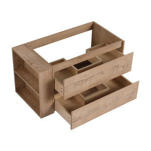 English Elm 36" Wall Mounting Bathroom Vanity With Ceramic Sink, Side Adjustable Shelf, Soft-Close Drawers, Water-Resistant Plywood Finish W999S00142