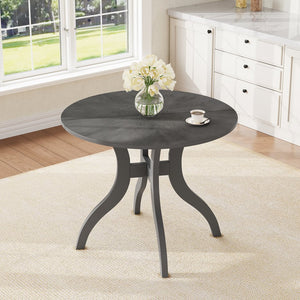 English Elm Oak Gray Dining Set: 39.4" Round Table & 2 Upholstered Chairs - Timeless Elegance For Your Home TWSET-GRACIA2E