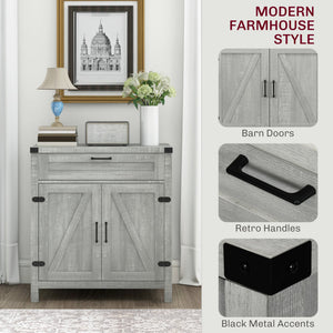 English Elm Homcom Modern Farmhouse Sideboard Buffet Cabinet With Storage Drawer & Barn Doors For Versatile Style W2225P229533