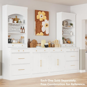 English Elm Modern Tall Kitchen Pantry Set of Two with Faux Marble Top and Glass Holders White SP000175AAK