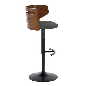 English Elm Cosi Mid-Century Modern Adjustable Barstools Set Of 2 - Stylish Black Metal, Walnut & Charcoal Comfort B202S00776