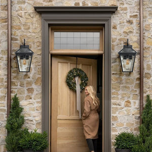 English Elm 23"(h) Vintage Outdoor Wall Sconce Black Iron Bubble Glass Porch Patio Lantern Light W2312P478066