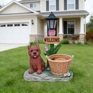 English Elm Labrador Solar Garden Statue with Led Glow and Built-in Succulent Planter Basin W5398P464248