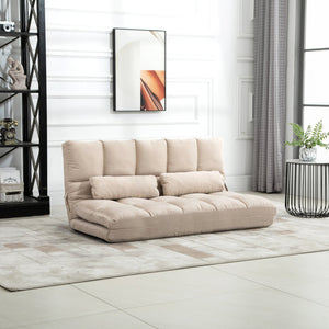 English Elm Homcom Convertible Floor Sofa Chair With Adjustable Backrest, 2 Pillows, Space-Saving Comfort! W2225P217475