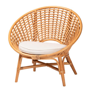English Elm Modern Natural Rattan Accent Chair Woven Openwork Frame for Bohemian Living Spaces B2750P420400
