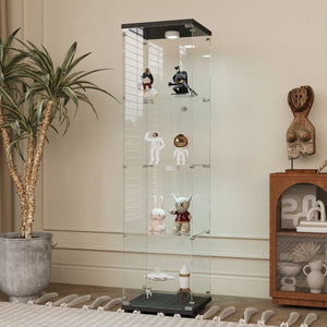 English Elm Tempered Glass Display Cabinet - Versatile Wine, Storage & File Cabinet With Led Light, Adjustable Feet W3155P268117-GIGA