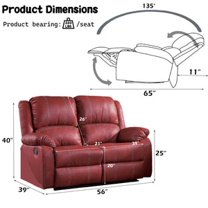 English Elm Zuriel Red Faux Leather Motion Loveseat with Pocket Coil Seats, Reclining Comfort & Pillow Arms B2726P285313