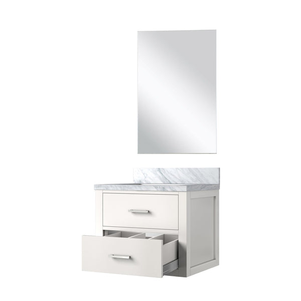 English Elm White Single Bath Vanity With Acrylic Countertop & Frameless Mirror - Modern Design For Small Spaces B2731S01419-GIGA