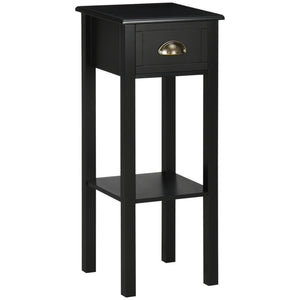 English Elm HOMCOM Slim 29.5" 2-Tier Side Table with Drawer & Elevated Shelf, MDF End Table for Living Room W2225P173882