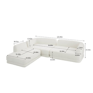English Elm 115" L-shaped Sectional Three Piece Deep Seat Chaise Sofa for Modern Living Rooms Beige N767P385430A