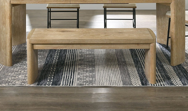 English Elm Modern Upholstery Bench with Rounded Corners — Light Wood-Tone Finish, Comfortable Long Seating, Stylish Contemporary Design Oak 52 L x 19 W x 10 H B2741P366719