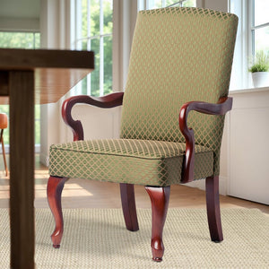 English Elm DeLaney Hardwood Gooseneck Arm Chair with Jacquard Diamond Fabric, High Back Comfort & Durable Build Green B050P229955