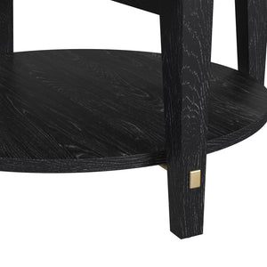 Basset Mirror Whitfield Round Cocktail Table - Modern Interlocking Design In Black Stain With Gold Accents Black Wood 9985-lr-120