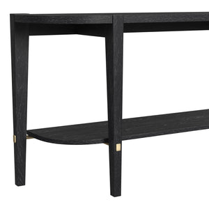 Basset Mirror Whitfield Console Table - Modern Rubberwood Design With Brushed Gold Accents & Elegant Black Finish Black Wood 9985-lr-400