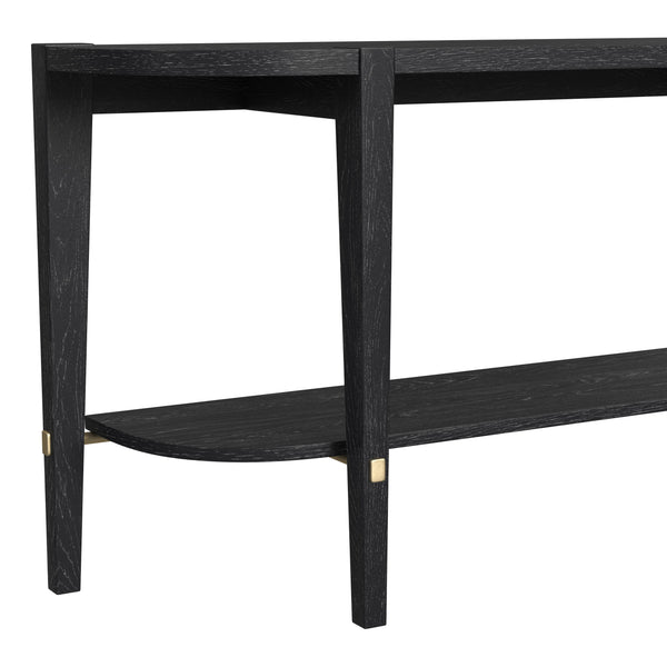 Basset Mirror Whitfield Console Table - Modern Rubberwood Design With Brushed Gold Accents & Elegant Black Finish Black Wood 9985-lr-400