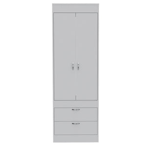 English Elm Alabama Armoire with Spacious Cabinet, Closet Rod & Two Drawers for Organized Bedroom Storage White 74 L x 23 W x 4 H B128P148850