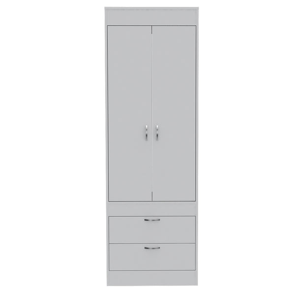 English Elm Alabama Armoire with Spacious Cabinet, Closet Rod & Two Drawers for Organized Bedroom Storage White 74 L x 23 W x 4 H B128P148850