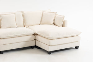 English Elm Modern Chenille Sectional Sofa Modular Sleeper with Ottoman Chaise and Waist Pillows W2530S00020