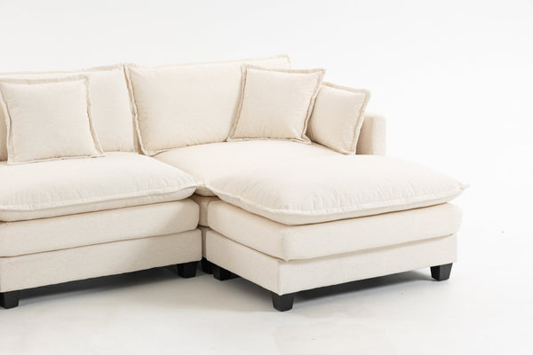 English Elm Modern Chenille Sectional Sofa Modular Sleeper with Ottoman Chaise and Waist Pillows W2530S00020