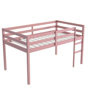 English Elm Solid Twin Loft Bed with Ladder and Reinforced Slats for Storage-Friendly, Space-Saving Bedrooms Pink W504P190960