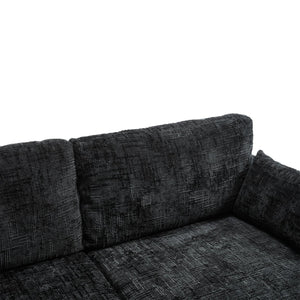 English Elm Modern chenille 2-seater sofa with LED, USB charging, storage pocket, solid wood legs, durable comfort Black W395P318548