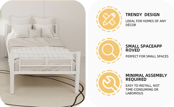 English Elm Twin Metal Bunk Bed for Kids Durable Sturdy Frame with Guardrails & Ladder, Convertible to 2 Beds White W1935P300320