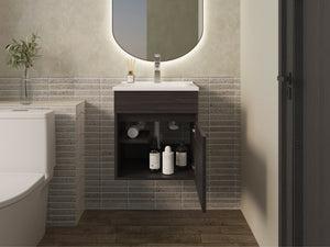 English Elm Newell Black Vanity Sink Cabinet with Shelves and Large Storage, Durable Engineered Wood Finish B092P360644