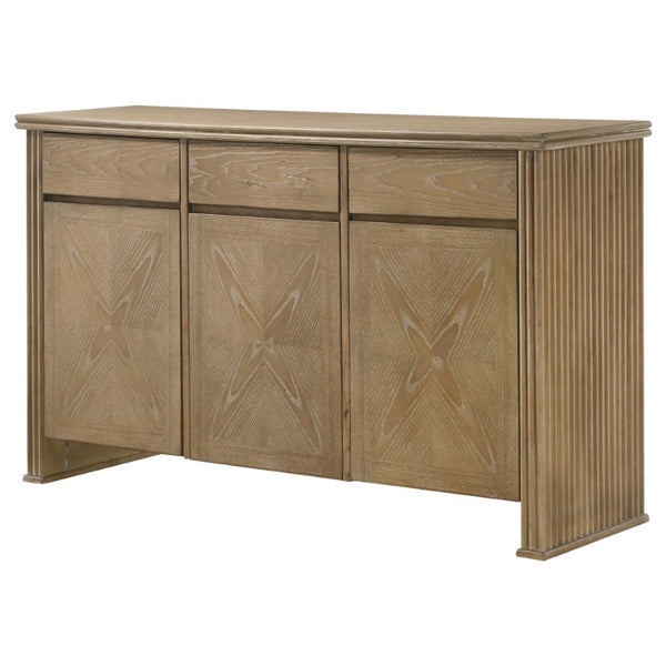 English Elm Dreydon Oak Veneer Sideboard with Reeded Panels Felt Drawers and Adjustable Shelves B062P440063