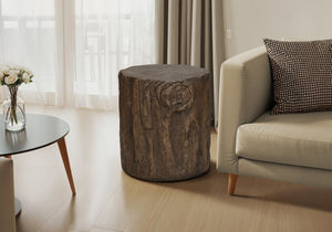 English Elm Accent Tree Stump Round Side Table Walnut Finish Organic Sculptural Indoor Outdoor Use B2710P461668