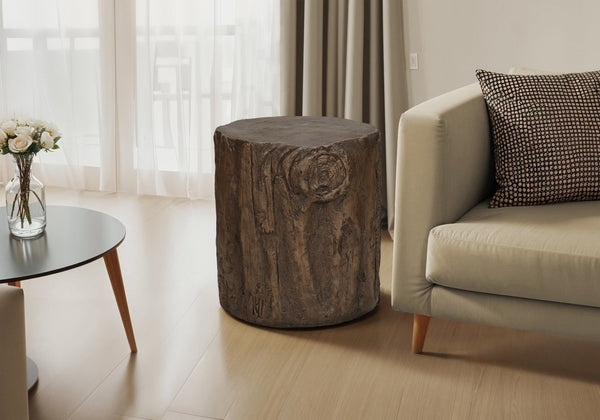 English Elm Accent Tree Stump Round Side Table Walnut Finish Organic Sculptural Indoor Outdoor Use B2710P461668
