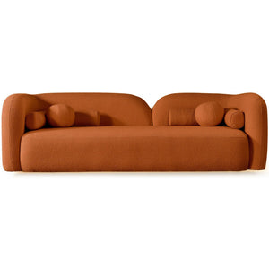English Elm Donna Japandi Boucle Upholstered Sofa with Textured Fabric for Modern Living Rooms Brown,Burnt Orange,Orange B183P231855