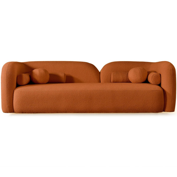 English Elm Donna Japandi Boucle Upholstered Sofa with Textured Fabric for Modern Living Rooms Brown,Burnt Orange,Orange B183P231855