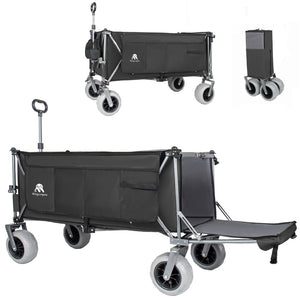 English Elm 67in Heavy Duty Utility Wagon with Extendable Tailgate and All Terrain Wheels 500lb Capacity Black+ Gray W2932P417660