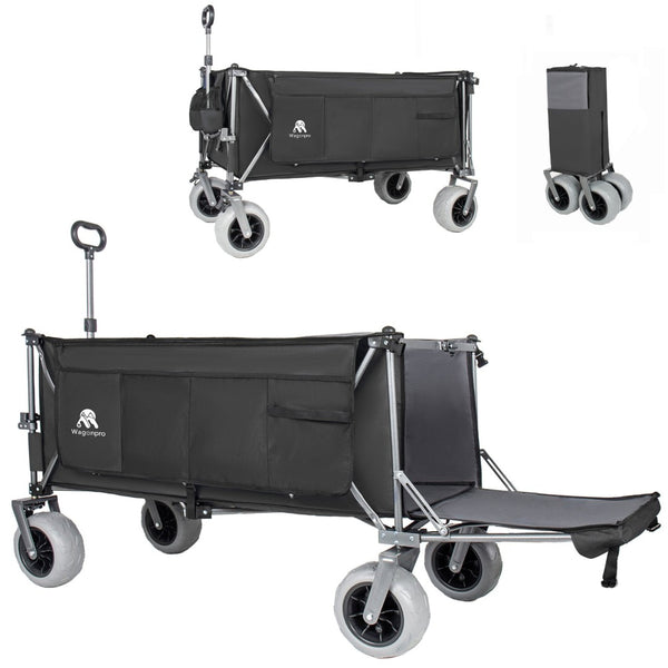 English Elm 67in Heavy Duty Utility Wagon with Extendable Tailgate and All Terrain Wheels 500lb Capacity Black+ Gray W2932P417660