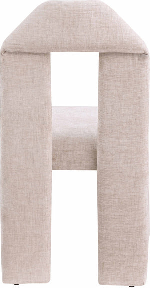 Meridian Furniture Bennett Upholstered Dining Chair with Geometric Silhouette and Ergonomic Seat for Modern Rooms Beige Chenille Fabric 998Beige-C