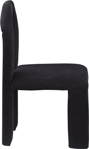 Meridian Furniture Bennett Upholstered Dining Chair with Geometric Silhouette and Ergonomic Seat for Modern Rooms Black Chenille Fabric 998Black-C