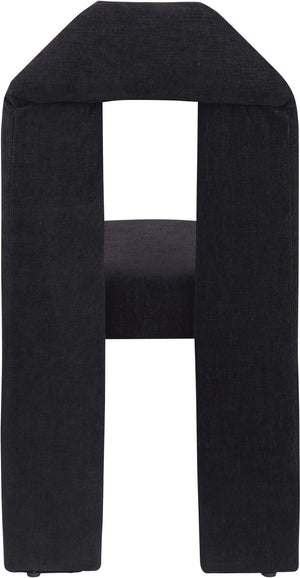 Meridian Furniture Bennett Upholstered Dining Chair with Geometric Silhouette and Ergonomic Seat for Modern Rooms Black Chenille Fabric 998Black-C