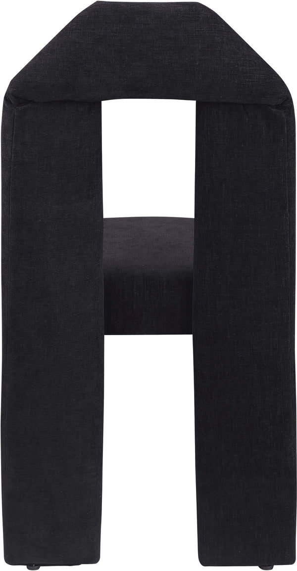 Meridian Furniture Bennett Upholstered Dining Chair with Geometric Silhouette and Ergonomic Seat for Modern Rooms Black Chenille Fabric 998Black-C