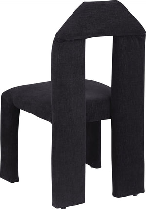 Meridian Furniture Bennett Upholstered Dining Chair with Geometric Silhouette and Ergonomic Seat for Modern Rooms Black Chenille Fabric 998Black-C
