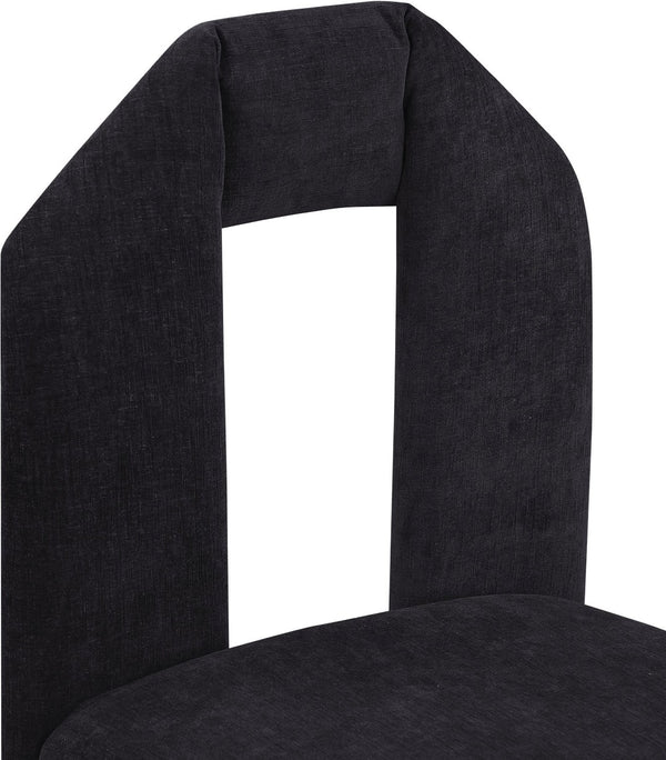 Meridian Furniture Bennett Upholstered Dining Chair with Geometric Silhouette and Ergonomic Seat for Modern Rooms Black Chenille Fabric 998Black-C