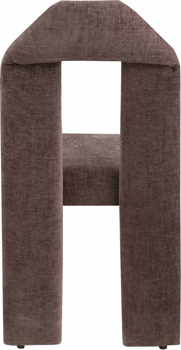 Meridian Furniture Bennett Upholstered Dining Chair with Geometric Silhouette and Ergonomic Seat for Modern Rooms Brown Chenille Fabric 998Brown-C