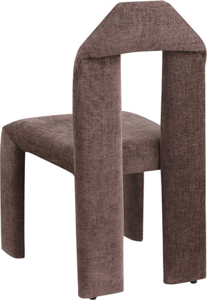 Meridian Furniture Bennett Upholstered Dining Chair with Geometric Silhouette and Ergonomic Seat for Modern Rooms Brown Chenille Fabric 998Brown-C